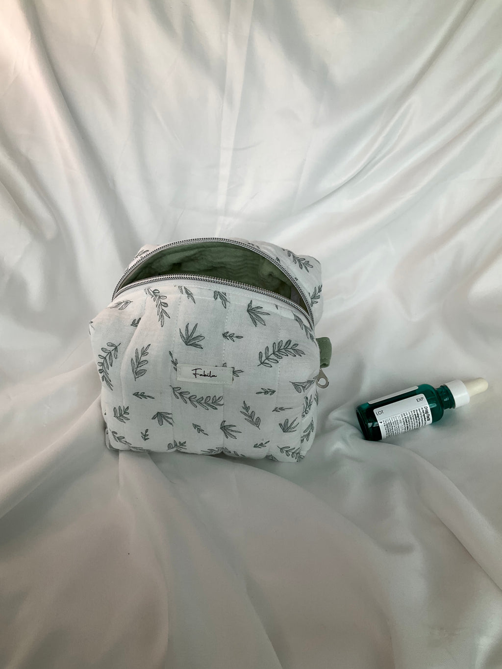 Sage Leaves Quilted Pouch.