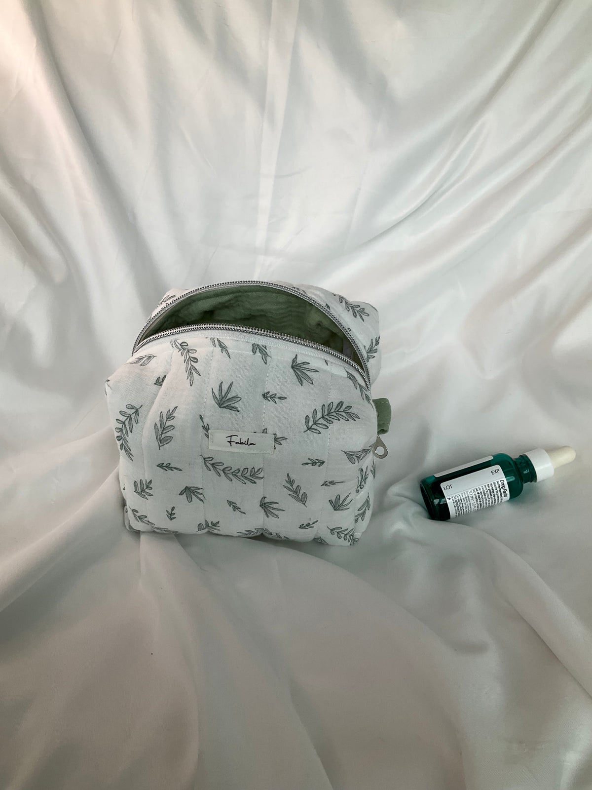 Sage Leaves Quilted Pouch.