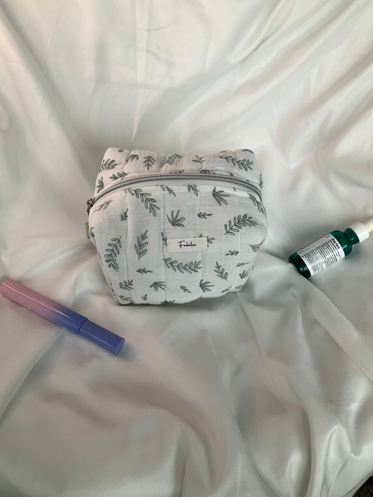 Sage Leaves Quilted Pouch.