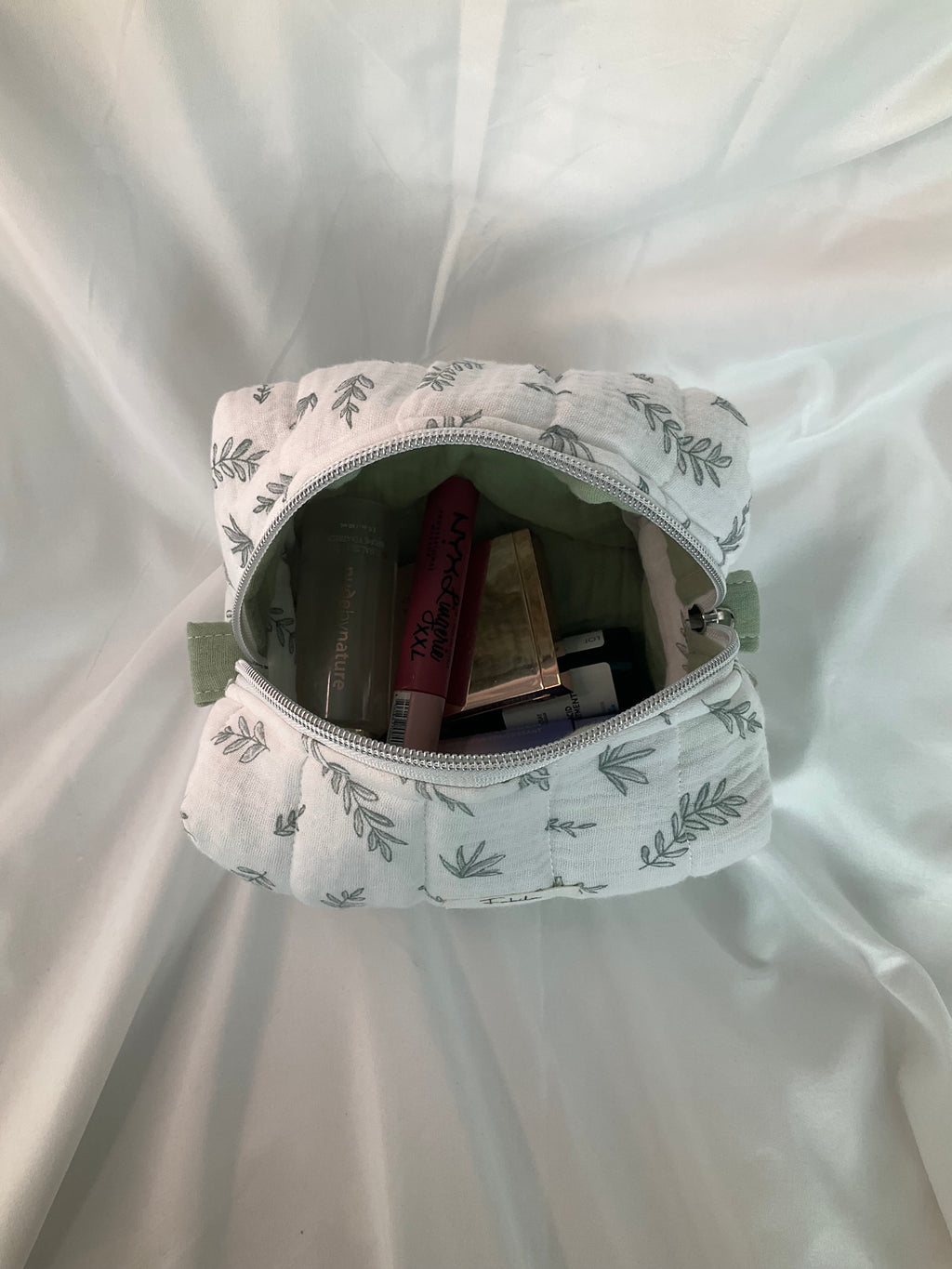 Sage Leaves Quilted Pouch.