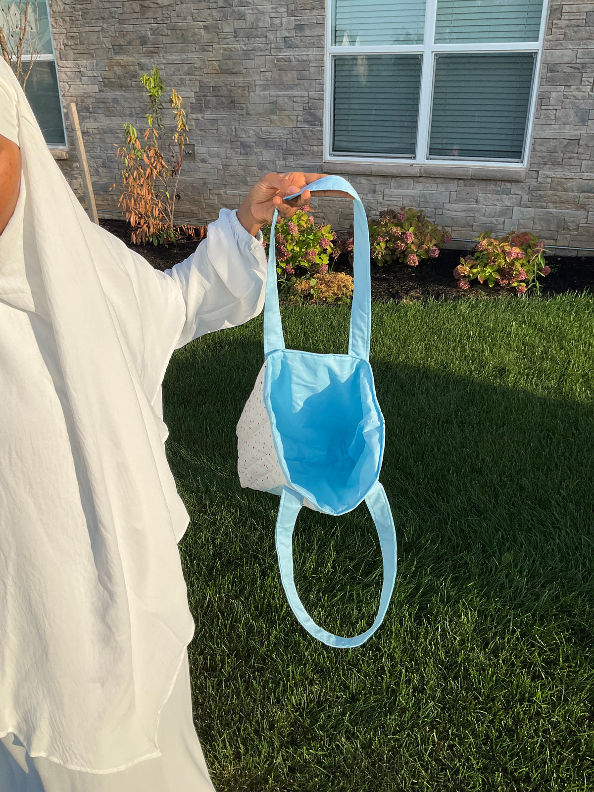 Light Blue Confetti Medium Tote Bag