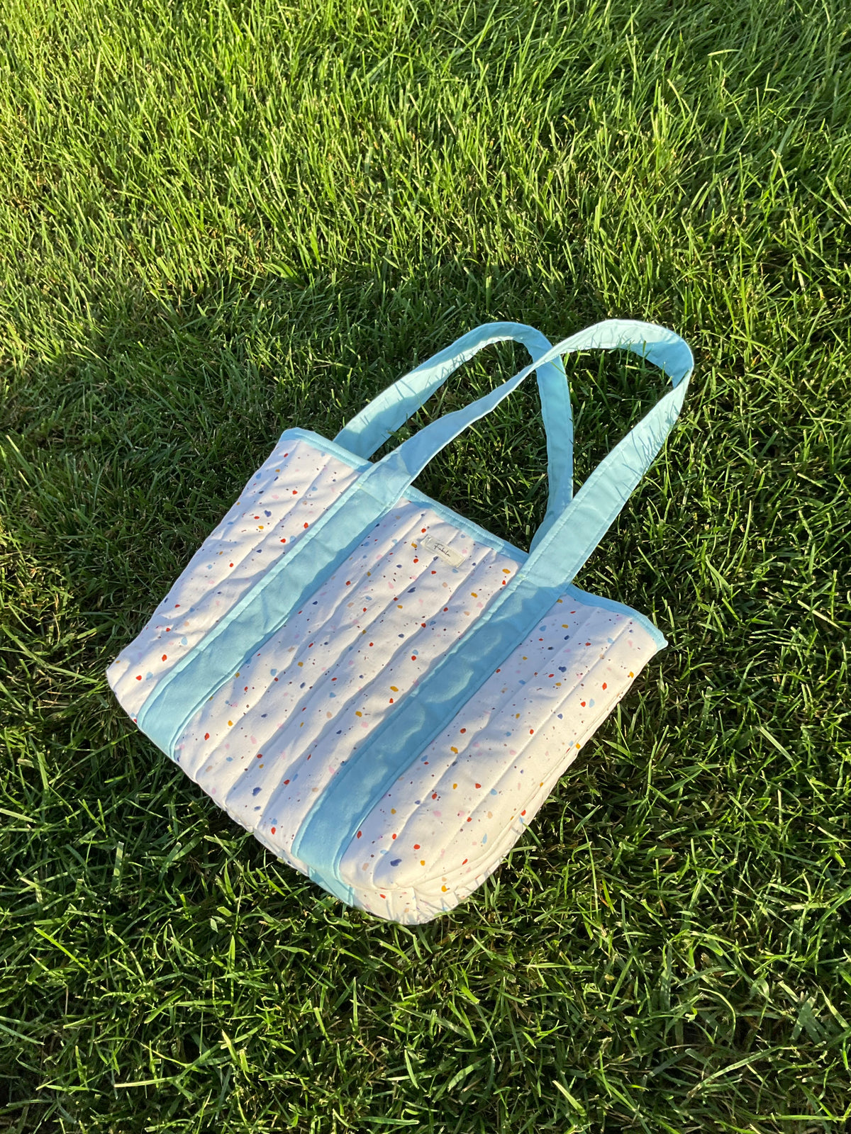 Light Blue Confetti Medium Tote Bag