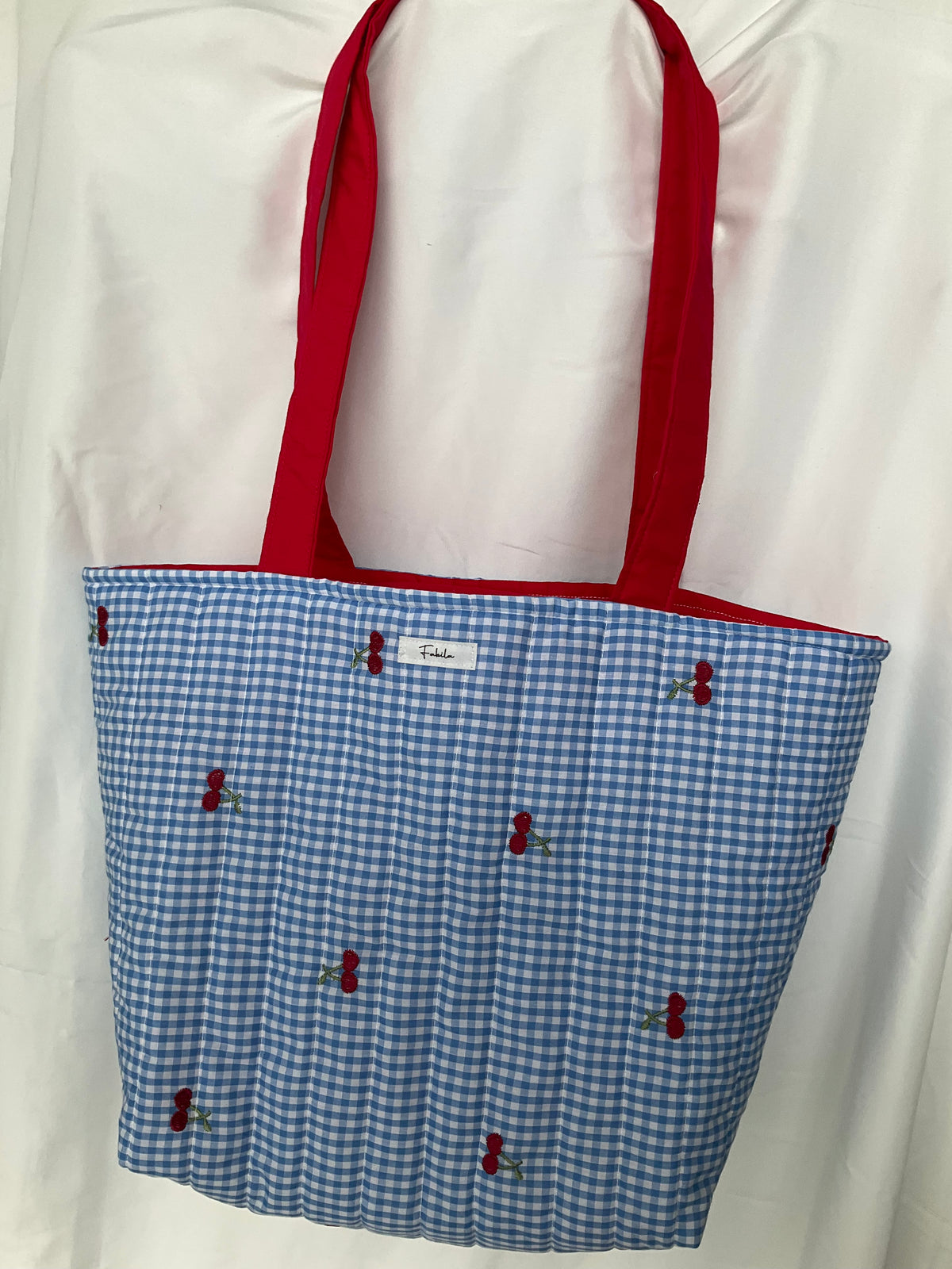 Cherry Gingham Large Tote Bag