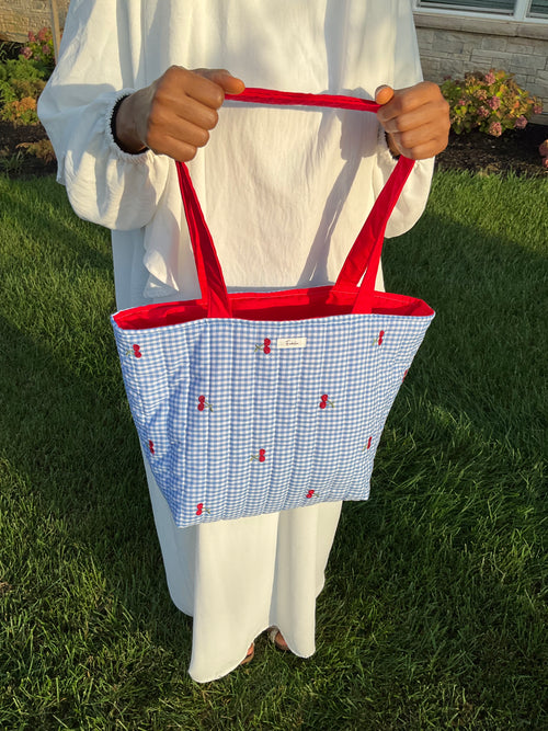 Cherry Gingham Large Tote Bag