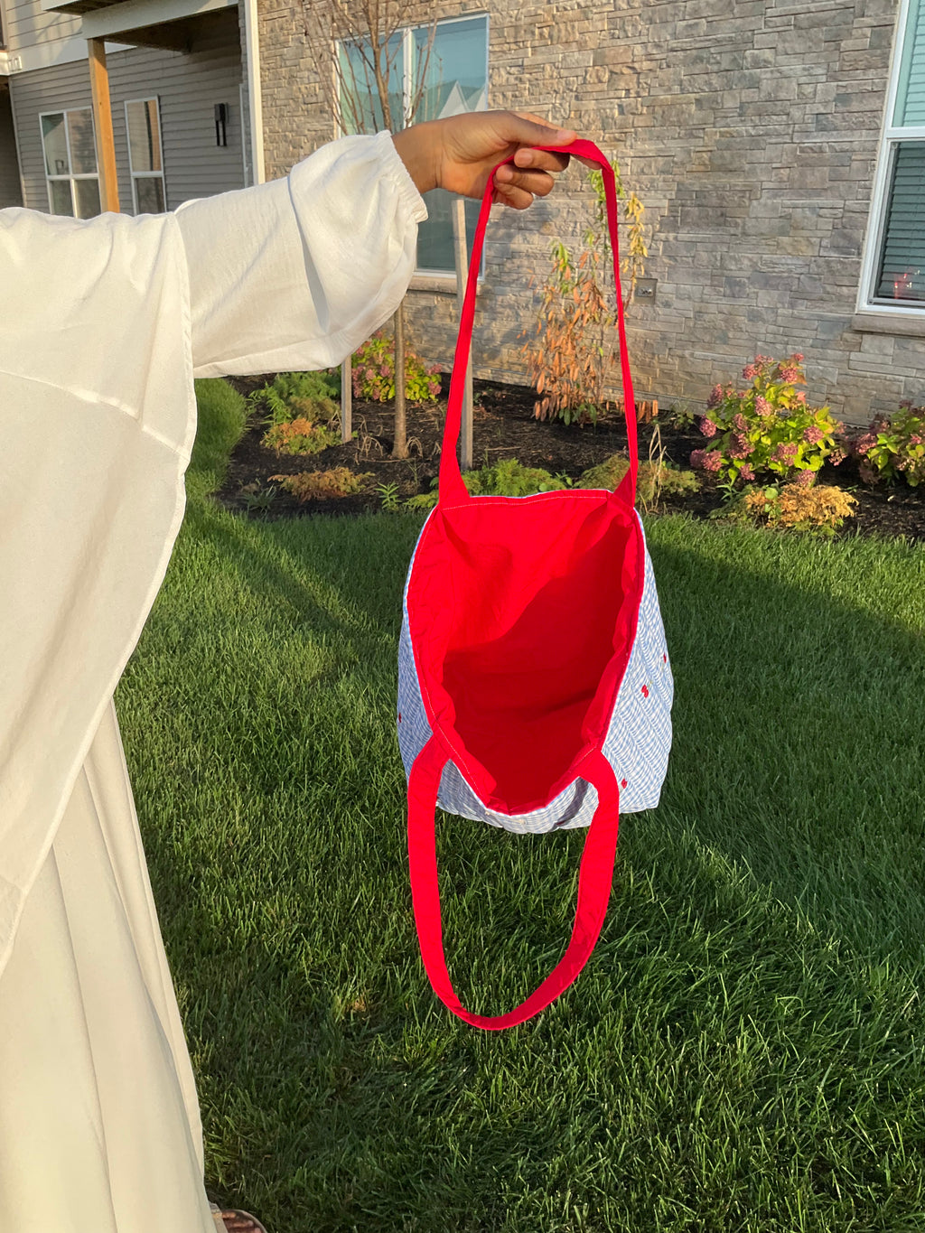Cherry Gingham Large Tote Bag